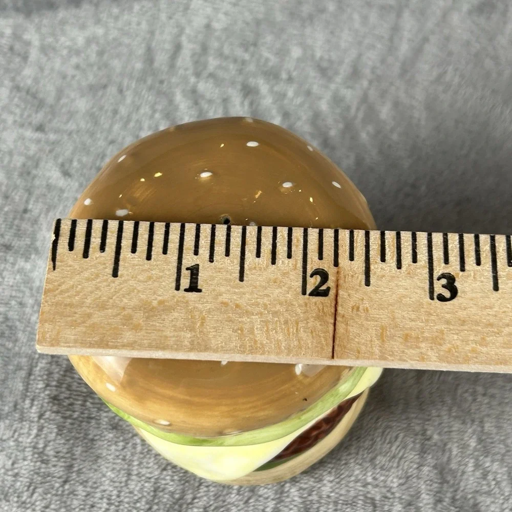 Pier 1 Imports Cheeseburger Deluxe Salt & Pepper Shakers Ceramic Stacking Kitsch